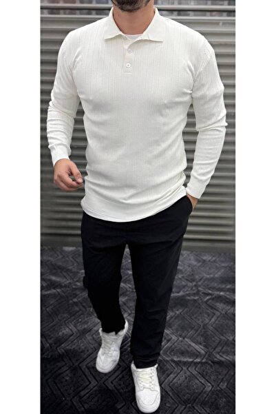 Thebomb Polo Neck Buttoned Men's Knitwear Sweater