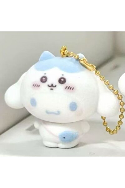 Miniso Cinnamoroll Kawaii Pom Pom Purin Flocking Keychain Chiikawa Hachiware ...