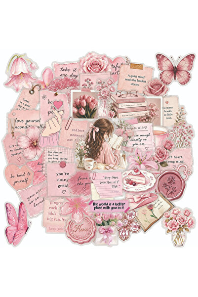 Choice 50pcs 50PCS Watercolor Pink Inspirational Double Transparent Exquisite...