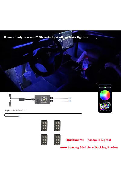 Choice 1 strip 4 Foot lamp For Tesla Model 3 Model Y Car Ambient Light 60 Sec...