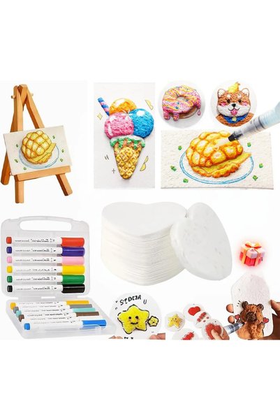 Choice lovely Magic Puffy Paint Art 3D Drawing Magic Canvas Sponge with 10 Fo...