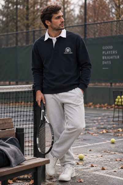 WE&ME Boxy Fit Shirt Collar Sportsman Men's Sweatshirt