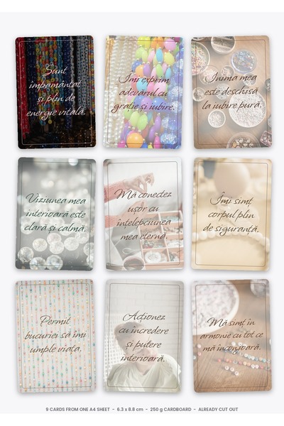 OEM Carduri Afirmatii Echilibru Chakre, Set 9 Carti Motivationale, Carton Pre...