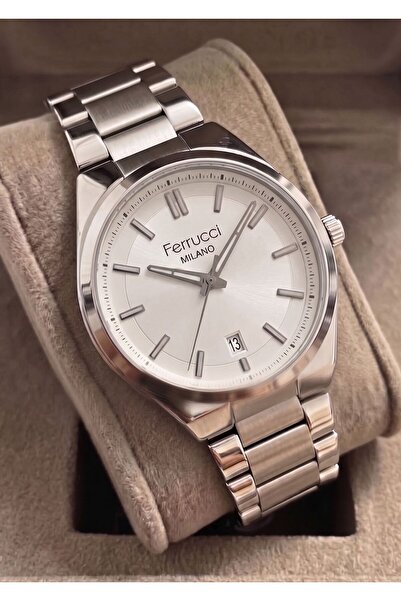 Ferrucci Men's Functional Calendar Metal Strap Wristwatch with 2 Years Warranty