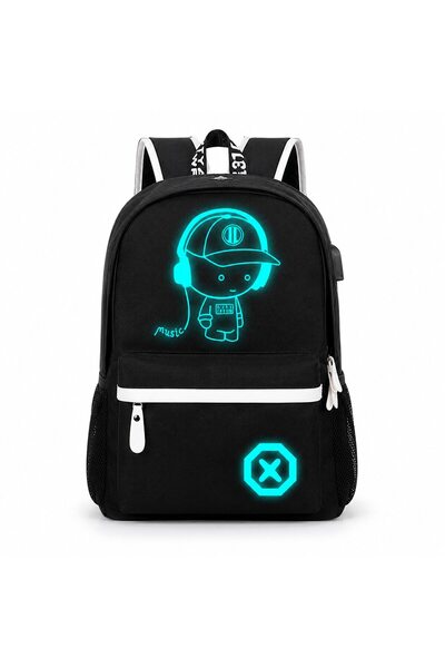 OEM Rucsac școlar pentru adolescenți, cu design muzical luminos, reflectoriza...