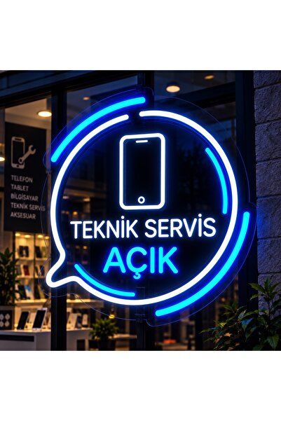 dgrk ahşap perakende ticareti Neon LED Teknik Servis Açık Tabela – Telefon Ta...