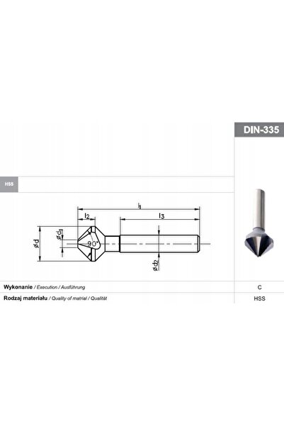 FANAR Zencuitor la 90 de grade °   fi 12.4 mm DIN 335-C HSS (T1-040010-0124)