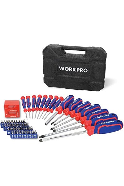 Workpro طقم مفكات وبراغي احترافية مغناطيسية من 56 قطعة WP200518، مع رؤوس نجمي...