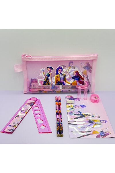 BANDAI PINK ♣Kpo-Pencils Ruler Pencil Sharpener Pen Bag Eraser Kids Cute Stat...