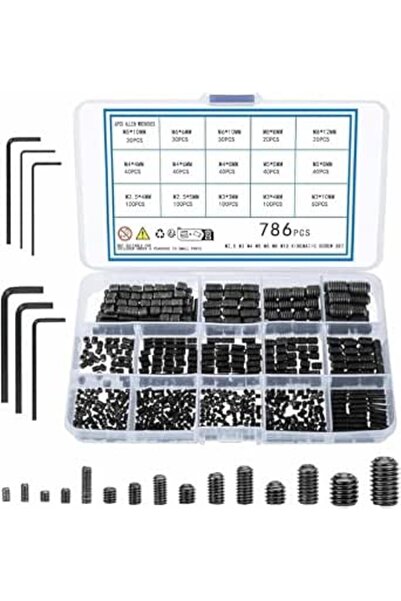 Generic 786pcs M2.5 M3 M4 M5 M6 M8 Allen Head Hex Socket Head Grub Screws, Me...
