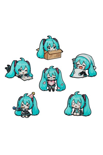 BANDAI 6Pcs Brooches 6Pcs Kawaii Chibi Miku Enamel Pins Set Vocaloid Anime Gi...