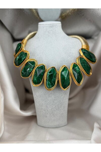 ZS Aksesuar Handmade Luxurious Custom Design Flashy Women's Necklace with Lar...