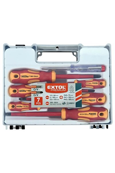 Extol Set de șurubelnițe electrice magnetice, 7 piese Tester de tensiune
