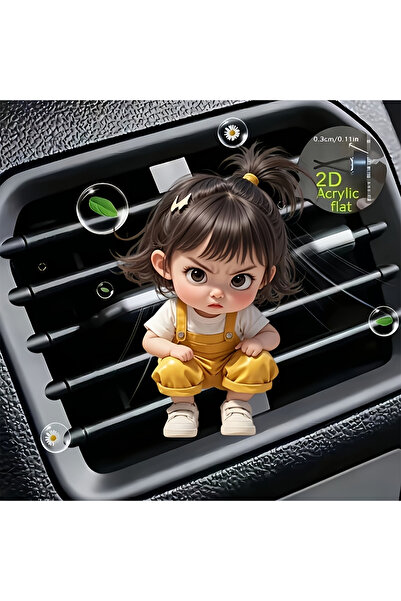 Choice YELLOW Cute little girl acrylic car vent clip decoration, car fragranc...