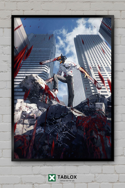 tablomaxtbx Chainsaw Man Anime Manga Διακοσμητικός πίνακας MDF με κορνίζα με ...