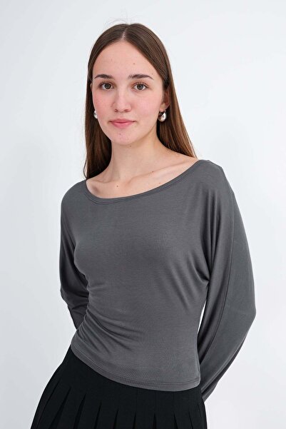 Addax Kayık Yaka Uzun Kollu Bluz P1843