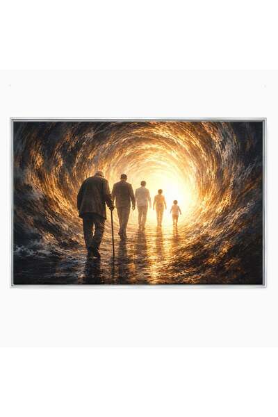Luxcanva Tablou Canvas Calatoria Vietii 70x50 cm cu Rama Argintiu Tunel Lumin...