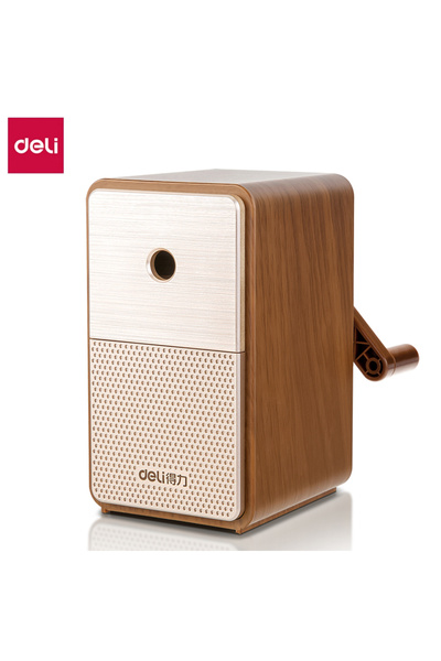 Deli Brown Classic Heavy-Duty Hand Crank Pencil Sharpener - Adjustable, Durab...