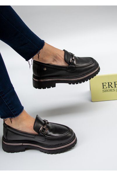 Mammamia 5538 Eren Shoes&Bag Genuine Leather Buckle Detailed Serrated Thick S...