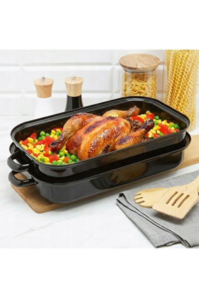 Tadar Vas de copt emailat de 3.5L cu capac, dreptunghiular, pentru carne