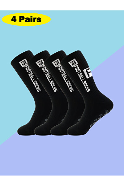 Choice M/L black 4 pairs of new FS mid tube glued football socks for sports t...