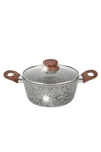 Konighoffer Oală de granit de 2,4L cu capac, pentru inducție și gaz, antiader...