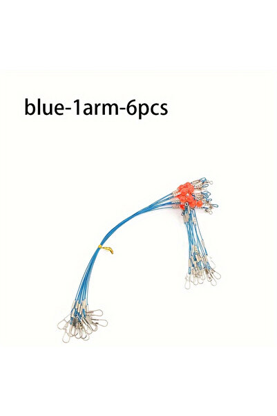 Choice blue-1arm-6pcs Leader Rig Blue Stainless Steel Fishing Rigs with Snap,...