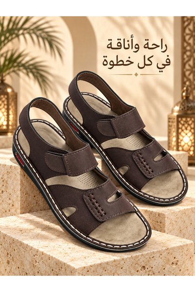 Generic Brand شباشب رجالية مخيطة، شباشب كاجوال غير قابلة للانزلاق، أحذية مفتو...
