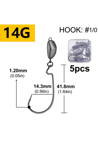 Choice 5pieces a box 14g WODJYJ 5pcs/Box 3.5g 5g 7g 10g 12g 14g bullet jig he...