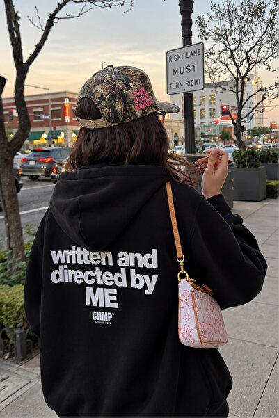 The Champ Clothing Kadın Oversize Hoodie Written & Directed Baskılı Siyah – K...