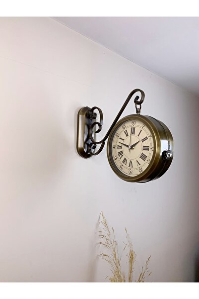 Cetiner Group Eskitme Metal Nostalji İstasyon Saati 36 x 25 cm