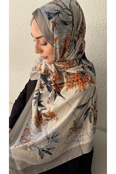 Firuze scarf Anthracite Zeyna Pattern Bamboo Kraş Shawl