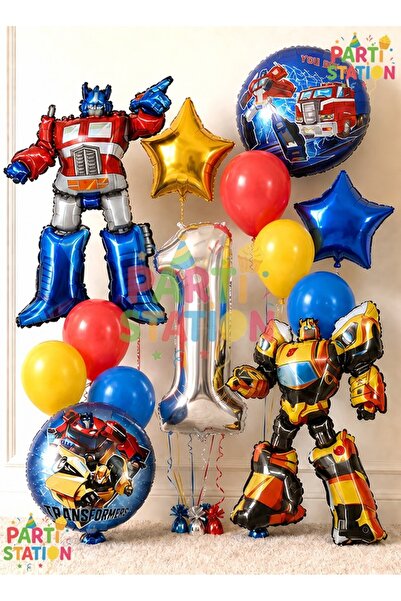 Parti Station Transformers Bumblebee & Optimus Prime Balloon Set 1 Year Old -...
