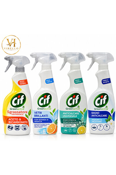 Cif Set of 4 x Greenactive Cleaning Spray 650 ml, Various Variants