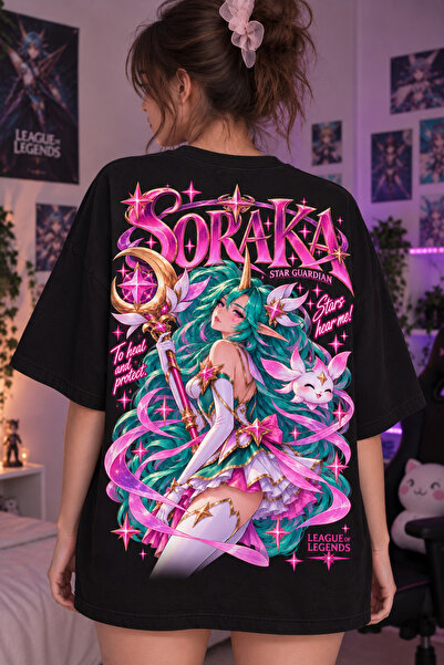 Soraka Baskılı Oversize Unisex T-shirt