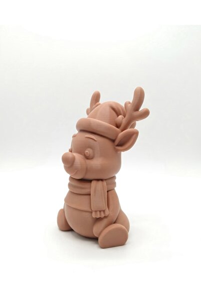 OEM Figurină Decorativă Ren de Crăciun cu Căciulă și Fular, Printată 3D