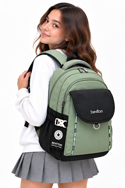 Harmela Water Resistant Fabric Daily Lightweight School Backpack 2602 Khaki-B...