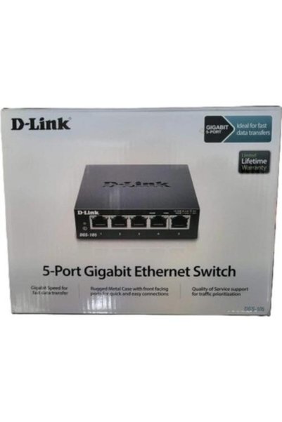 D-Link DGS-105/E 5 Port 10/100/1000 Gigabit Switch Metal Kasa