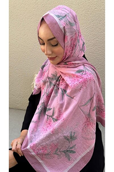 Firuze scarf Pink Zeyna Pattern Bamboo Kraş Shawl
