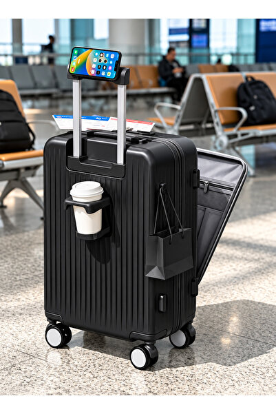 N.zone Functional Multi-Use Design Trolley Case with Pull Rod Phone & Cup Hol...