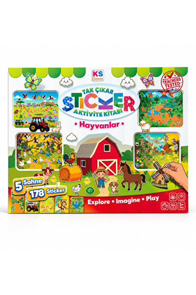 Ks Games Hayvanlar Tak Çıkar Sticker Aktivite Kitabı – 5 Sahne 178 Sticker – ...