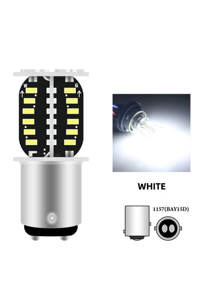 Choice مصباح LED أبيض 1157 BAY15D بـ 64 مصباح SMD 3014 للدراجات النارية مع إش...