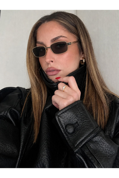 Daisy Kadın Unisex Uv400 Korumalı Kare Dikdörtgen Çerçeveli Metal Güneş Gözlüğü