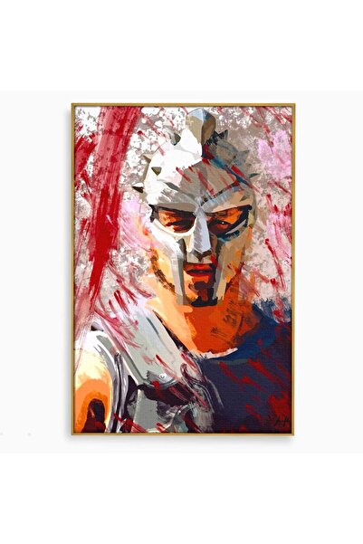 Luxcanva Tablou Canvas Masca Gladiatorului 70x100 cm cu Rama Auriu Film Erou ...