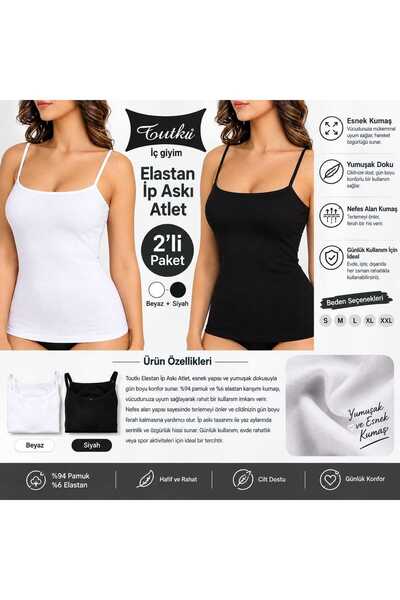 Tutku İKİLİ KADIN İP ASKI ELASTAN ATLET PAKETLİ