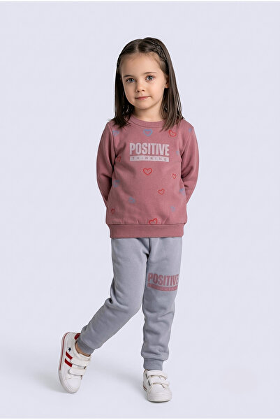 Beray Bebe Girl's 3-Thread Combed Cotton Winter Set – Positive Print Sweatshi...