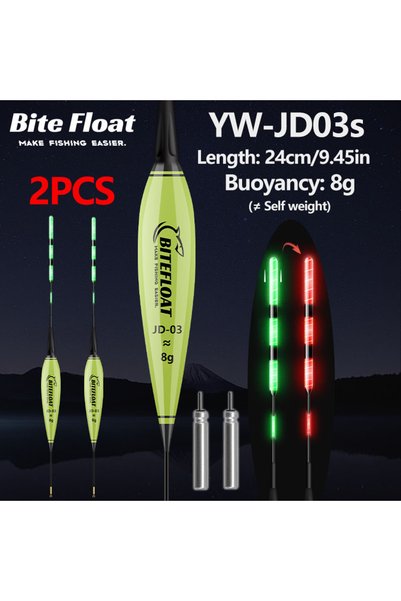 Choice YW-JD03Sx2 1/2PCS Night Smart Fishing Electronic Float with LED Light,...