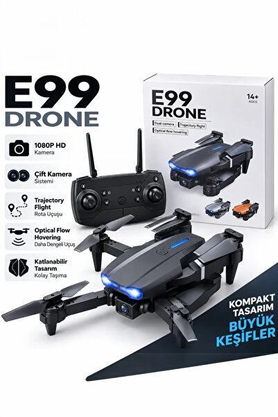 Chermik E99 HD Çift Kameralı Katlanabilir Drone 1080P WiFi APP Kontrollü FPV Uzaktan Kumandalı