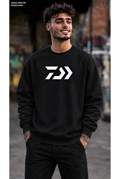 caddekombin Men's Geometric Daiwa Style Logo Printed Crew Neck Casual Regular...