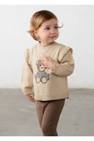 MAYORAL Baby Girl Knitwear Printed Top and Bottom Set Beige 2557